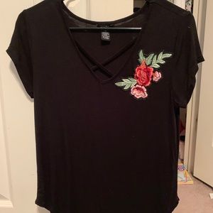Black v-neck tee shirt